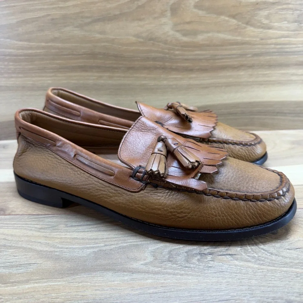 Weejuns‎ GH Bass Stratton Loafers Mens 10 M Cognac Tan Kiltie Tassel